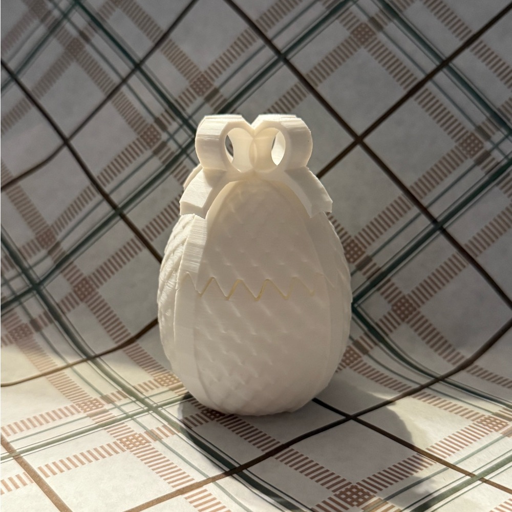 White Decorative Egg with Bow